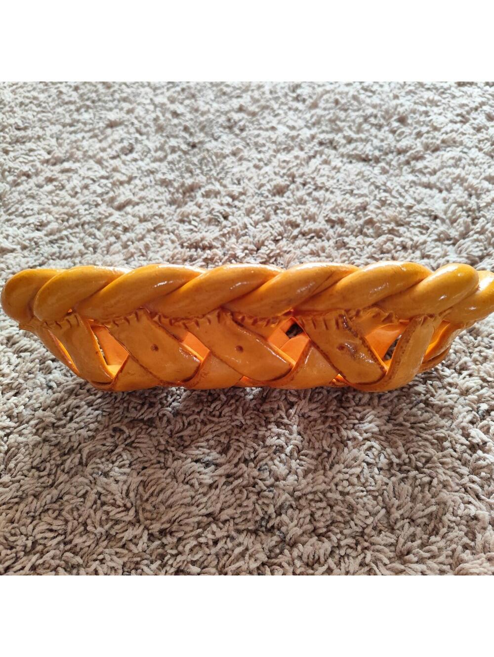 VTG Handmade Woven Braided Real Bread Dough Bread Basket Farmhouse Decor - Picture 4 of 10